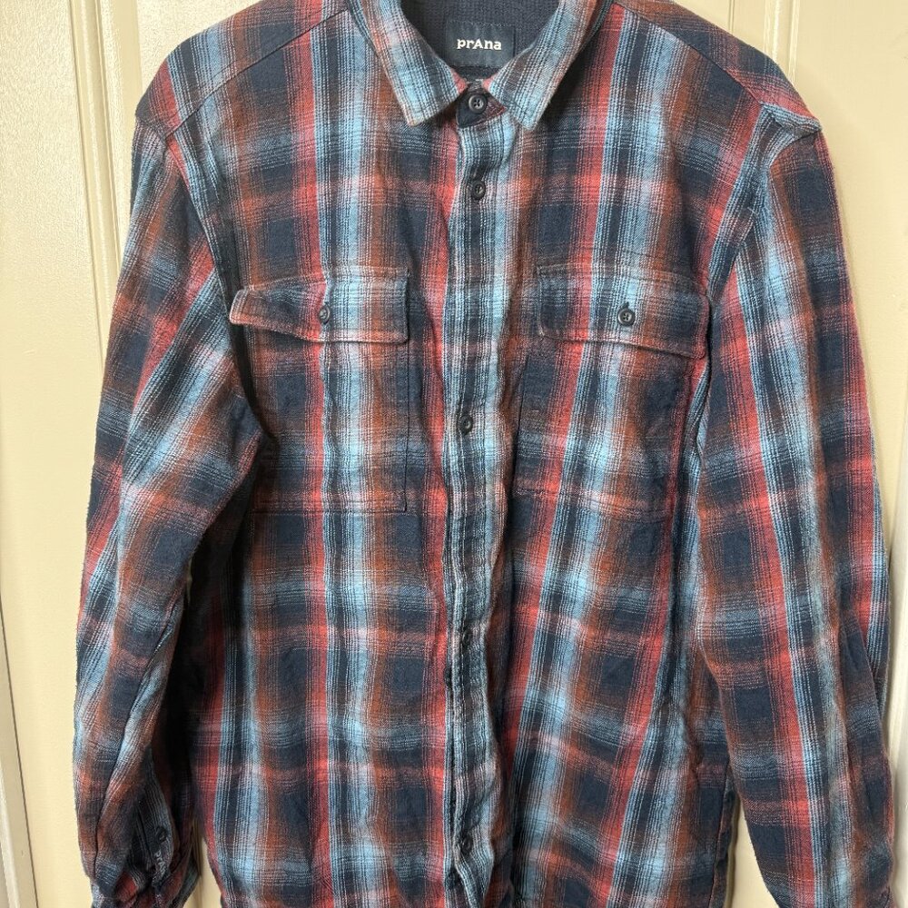 Prana Men's Glover Park Lined Flannel Shirt Plaid LG